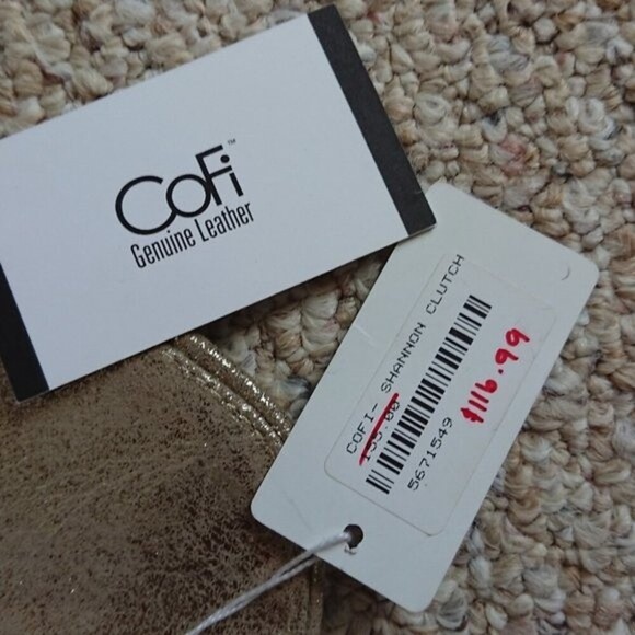 Cofi Genuine leather gold tone clutch - Picture 4 of 6